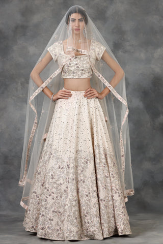 Light pink crystal and katdana embellished lehenga set