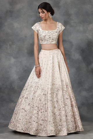 Light pink crystal and katdana embellished lehenga set