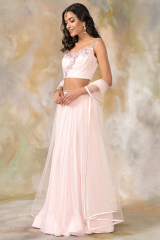 Blush pink katdana and sequin embellished lehenga set