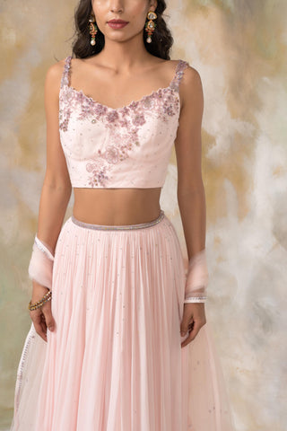 Blush pink katdana and sequin embellished lehenga set