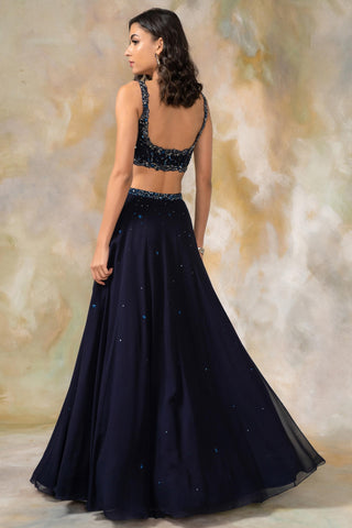 Midnight Blue swarovski embellished lehenga set