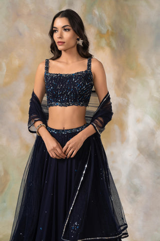 Midnight Blue swarovski embellished lehenga set