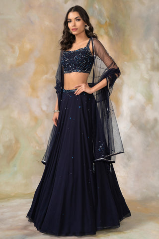 Midnight Blue swarovski embellished lehenga set