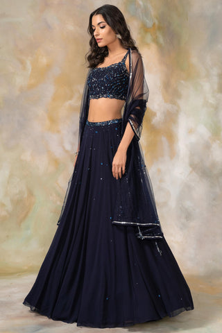 Midnight Blue swarovski embellished lehenga set