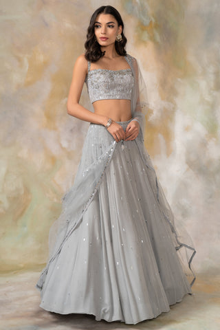 Gray sequin embellished lehenga set