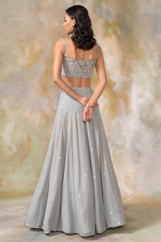 Gray sequin embellished lehenga set