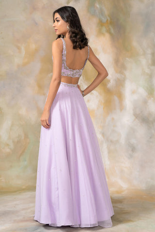 Purple crystal and sequin lehenga set