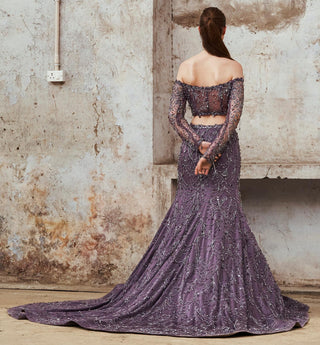 Purple blouse and mermaid skirt set