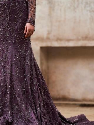 Purple blouse and mermaid skirt set