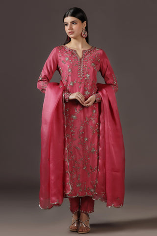 Kurta Set for Festive – Pink Silk by Pooja Peshoria