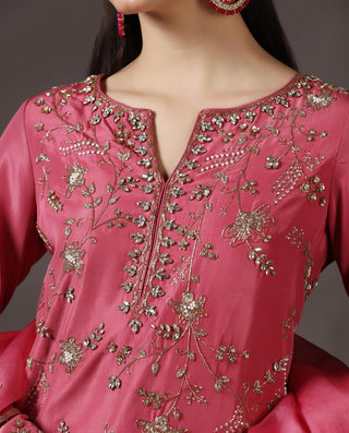 Kurta Set for Festive – Pink Silk by Pooja Peshoria