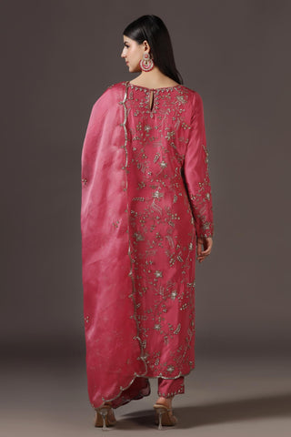 Kurta Set for Festive – Pink Silk by Pooja Peshoria
