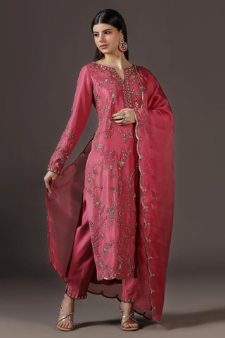Kurta Set for Festive – Pink Silk by Pooja Peshoria