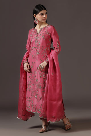 Kurta Set for Festive – Pink Silk by Pooja Peshoria