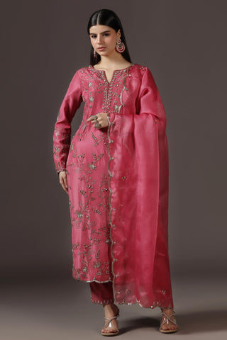 Kurta Set for Festive – Pink Silk by Pooja Peshoria