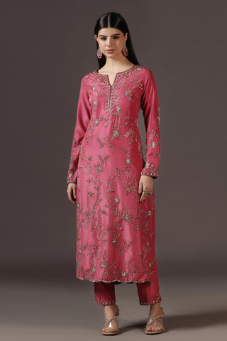 Kurta Set for Festive – Pink Silk by Pooja Peshoria
