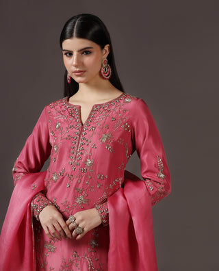 Kurta Set for Festive – Pink Silk by Pooja Peshoria