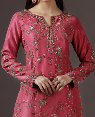 Kurta Set for Festive – Pink Silk by Pooja Peshoria