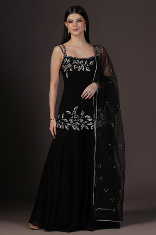 Sharara Set for Festive – Black Vine Embroidered by Pooja Peshoria