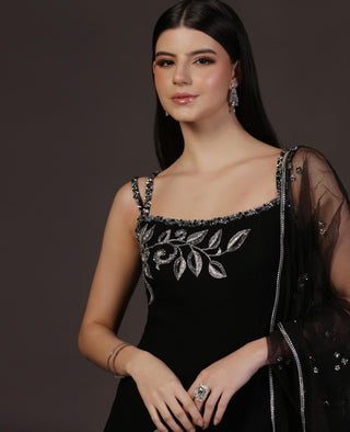 Sharara Set for Festive – Black Vine Embroidered by Pooja Peshoria