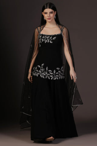 Sharara Set for Festive – Black Vine Embroidered by Pooja Peshoria