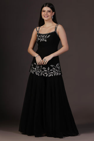 Sharara Set for Festive – Black Vine Embroidered by Pooja Peshoria