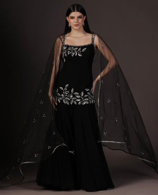 Sharara Set for Festive – Black Vine Embroidered by Pooja Peshoria