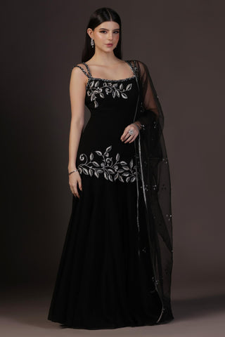 Sharara Set for Festive – Black Vine Embroidered by Pooja Peshoria