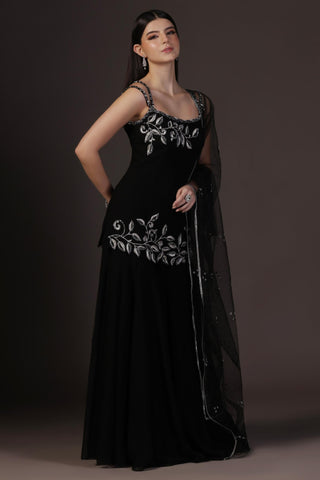 Sharara Set for Festive – Black Vine Embroidered by Pooja Peshoria