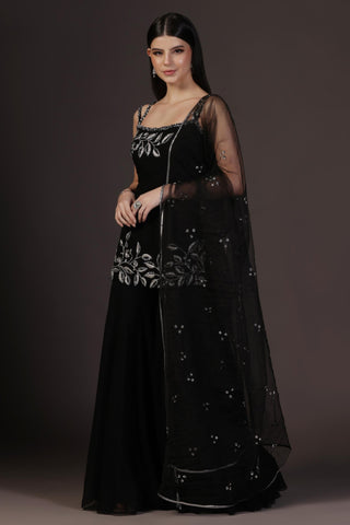 Sharara Set for Festive – Black Vine Embroidered by Pooja Peshoria