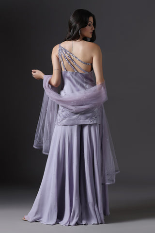Sharara Set for Festive – Purple Crystal Embellished by Pooja Peshoria
