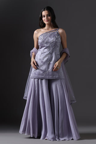 Sharara Set for Festive – Purple Crystal Embellished by Pooja Peshoria