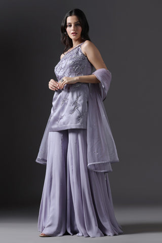 Sharara Set for Festive – Purple Crystal Embellished by Pooja Peshoria