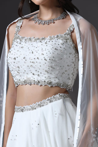 Ivory sequin embellished lehenga set