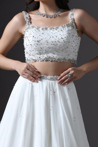 Ivory sequin embellished lehenga set
