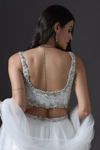 Ivory sequin embellished lehenga set