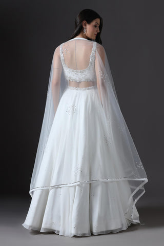 Lehenga Set for Bridesmaid – Ivory Sequin Embellished by Pooja Peshoria