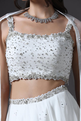 Ivory sequin embellished lehenga set