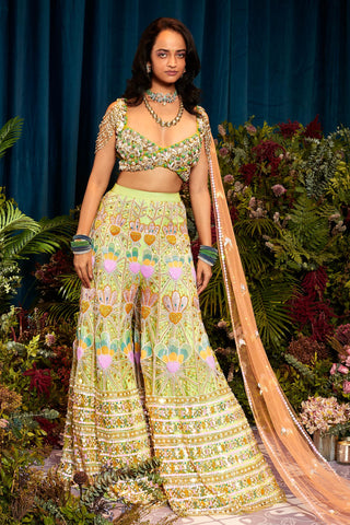 Sharara Set Indian Wedding - Green nova by Papa Don't Preach