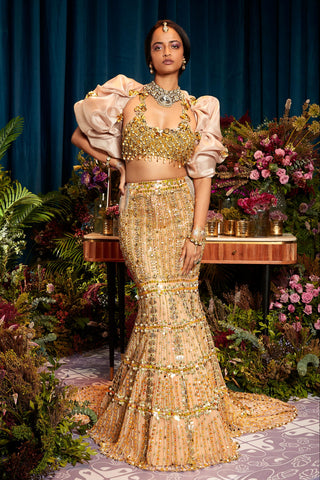 Lehenga Set Indian Wedding - Gold freya glamour by Papa Don't Preach