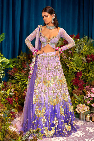 Lehenga Set Indian Wedding - Purple jenny ombre by Papa Don't Preach