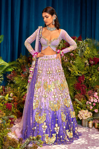 Lehenga Set Indian Wedding - Purple jenny ombre by Papa Don't Preach
