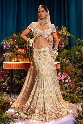 Lehenga Set Indian Wedding - Ivory aria pearl by Papa Don't Preach