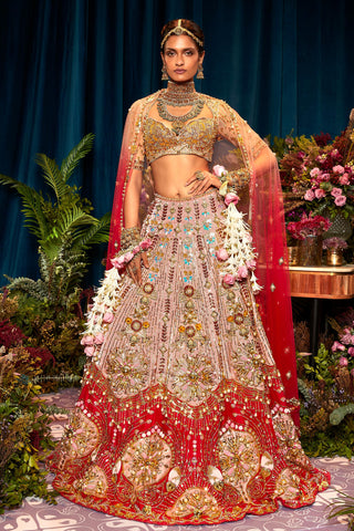Lehenga Set Indian Wedding - Red rosetta by Papa Don't Preach