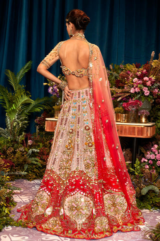 Lehenga Set Indian Wedding - Red rosetta by Papa Don't Preach