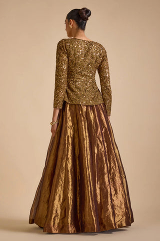 Jacket With Lehenga Set For Indian Wedding - Brown Mocha Jacket Set by Prevasu