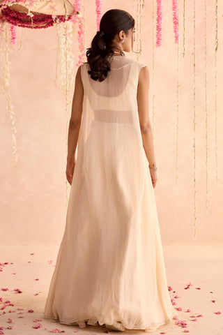 Ivory primrose under bloom lehenga with jacket