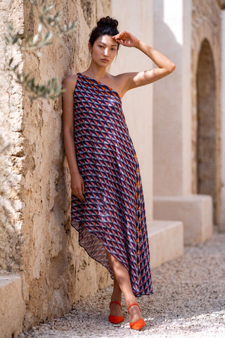 Dress Contemporary Wear - Blue Prism Flow Asymetric by Nautanky