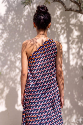 Dress Contemporary Wear - Blue Prism Flow Asymetric by Nautanky