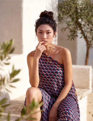 Dress Contemporary Wear - Blue Prism Flow Asymetric by Nautanky